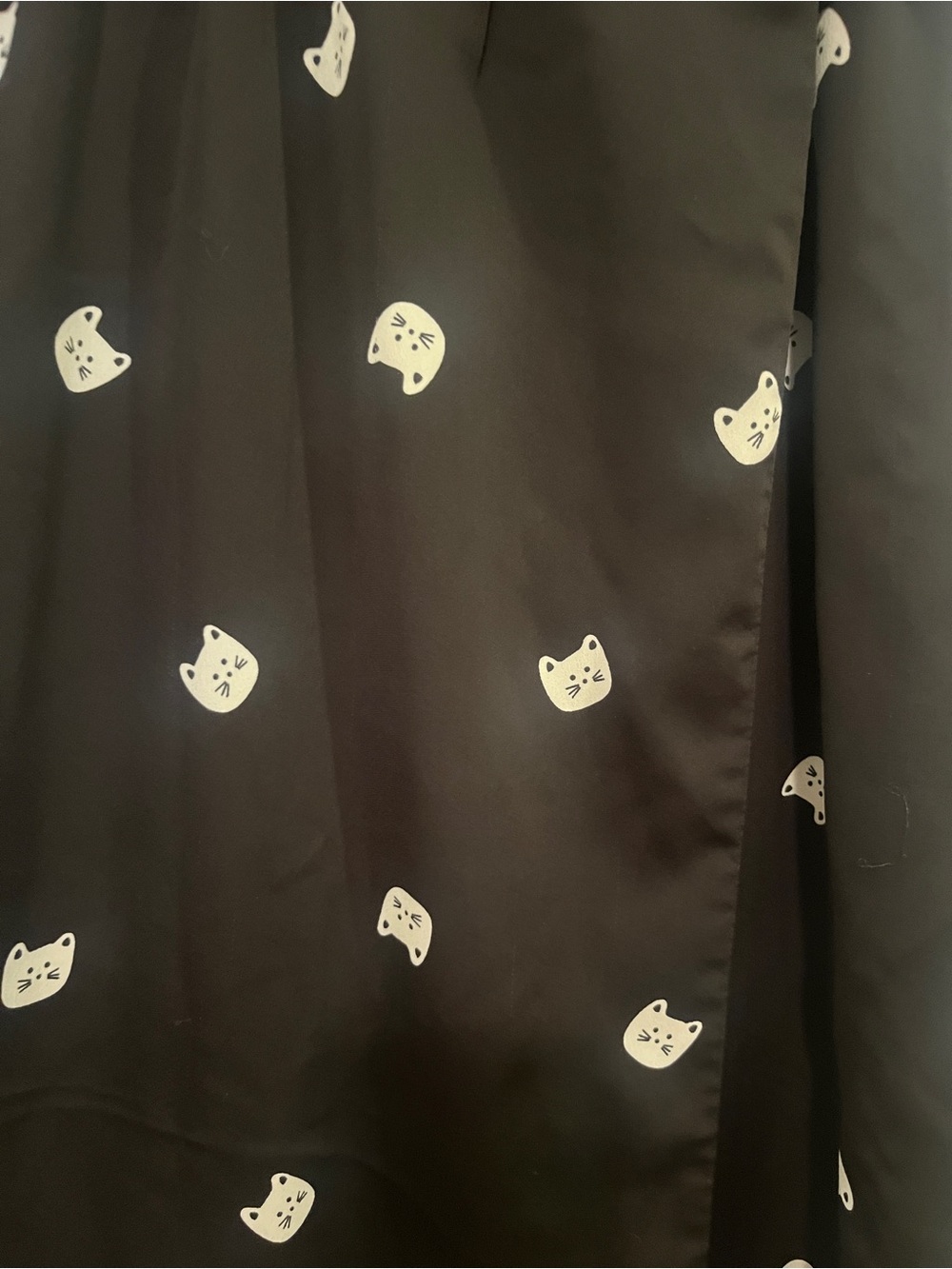 Modcloth "Tied and Timeless" Black Midi Wrap Dress with White Kitty Cat Print - Picture 6 of 11